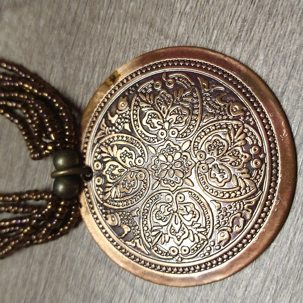 Copper Designed Medallion. Copper Colored Beaded … - image 6
